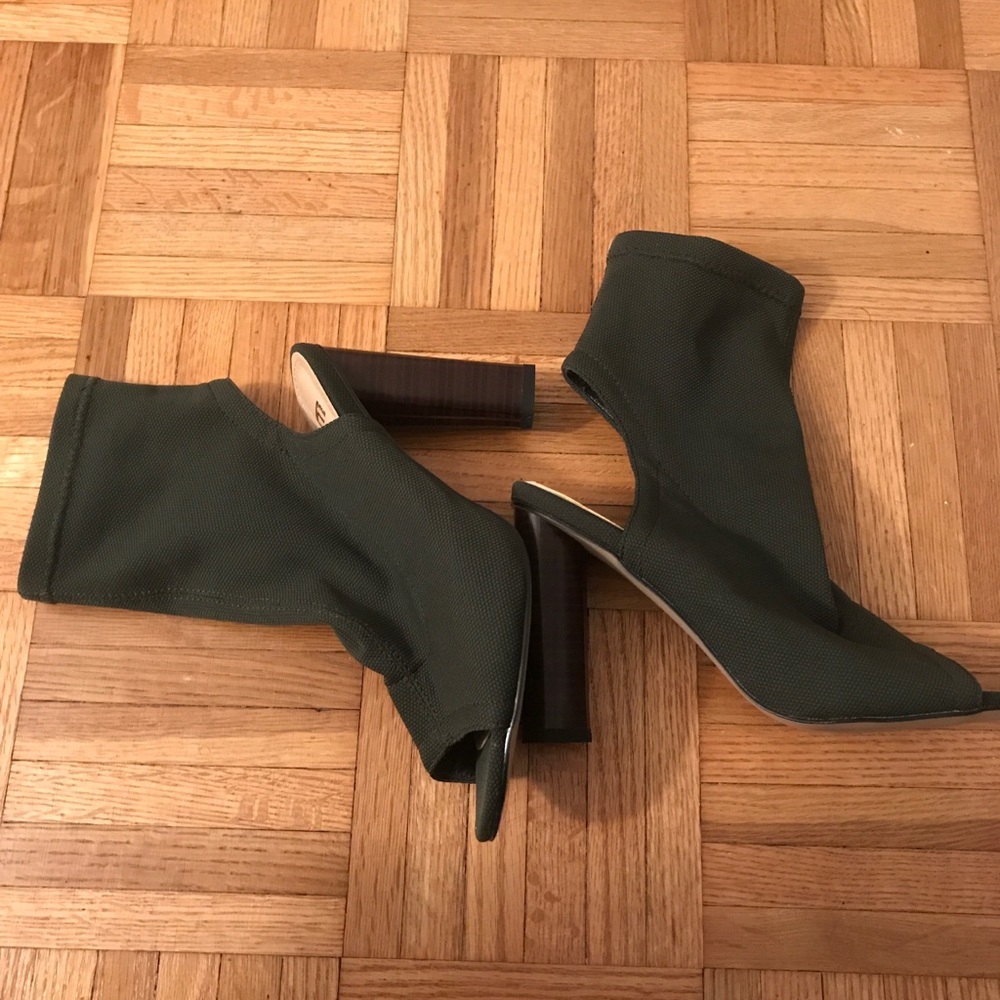 Green peep toe booties